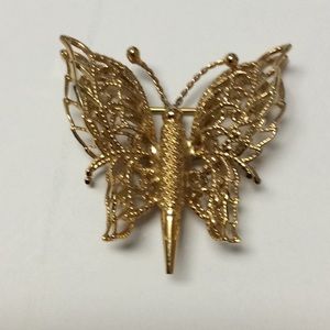 Monet Gold Tone Intricate Designed Butterfly Pin
